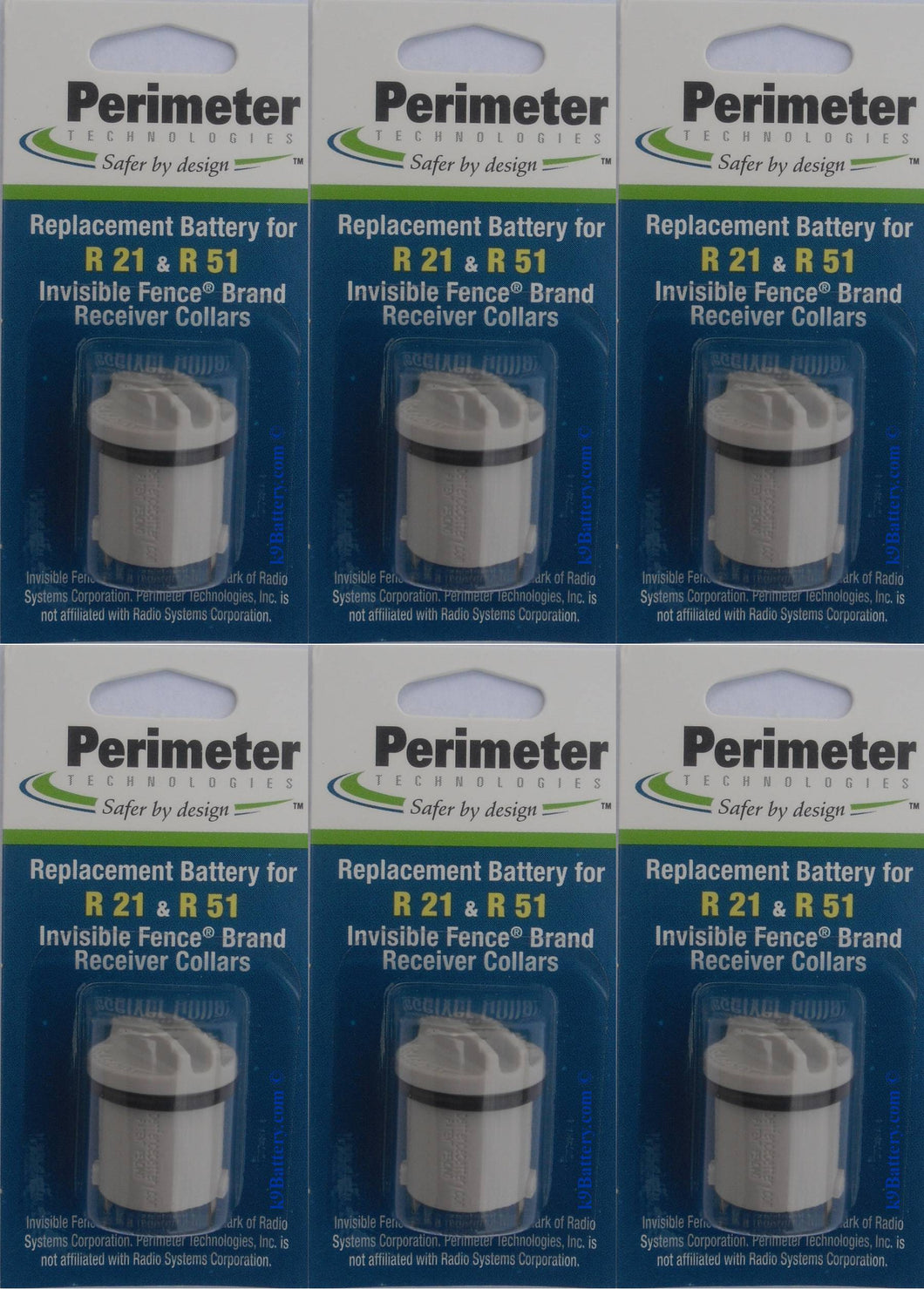 6-PACK Aftermarket Battery Compatible with Invisible Fence® Brand Power Cap®